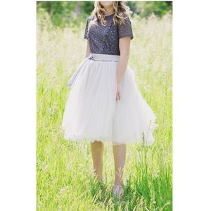 Girls Midi Tulle Skirt Light Gray